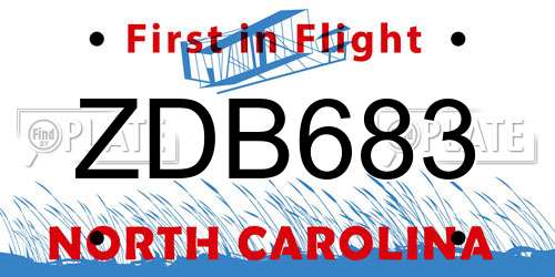 ZDB683 North Carolina License Plate