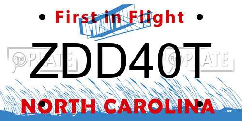 ZDD40T North Carolina License Plate