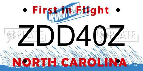 ZDD40Z North Carolina License Plate