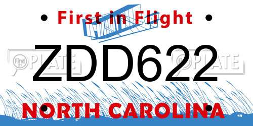 ZDD622 North Carolina License Plate