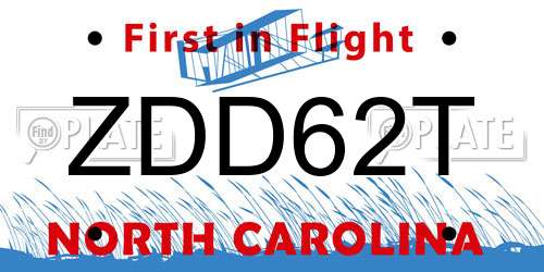 ZDD62T North Carolina License Plate