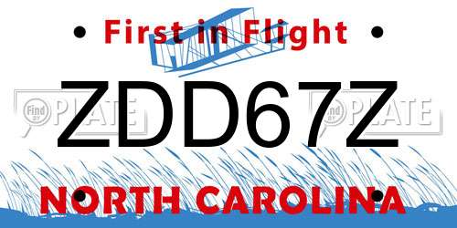 ZDD67Z North Carolina License Plate