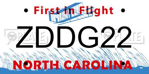 ZDDG22 North Carolina License Plate