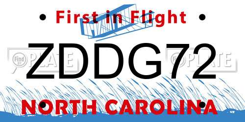 ZDDG72 North Carolina License Plate