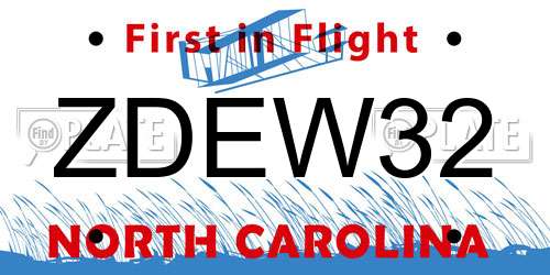 ZDEW32 North Carolina License Plate