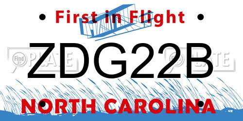 ZDG22B North Carolina License Plate