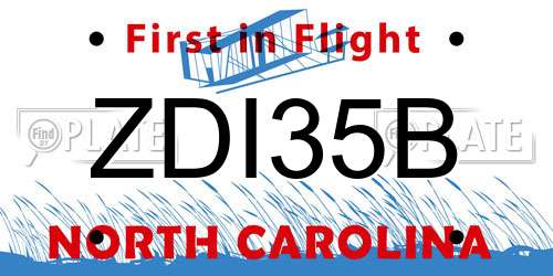 ZDI35B North Carolina License Plate