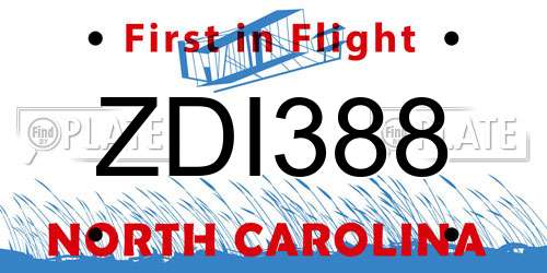 ZDI388 North Carolina License Plate