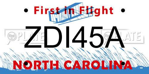 ZDI45A North Carolina License Plate