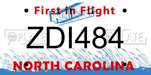 ZDI484 North Carolina License Plate