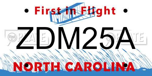 ZDM25A North Carolina License Plate