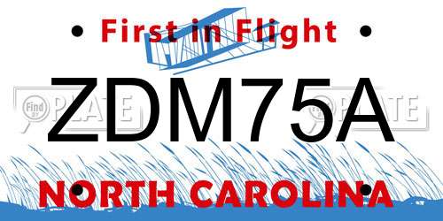 ZDM75A North Carolina License Plate