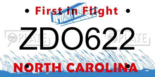 ZDO622 North Carolina License Plate