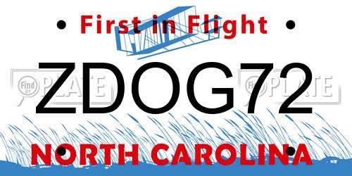 ZDOG72 North Carolina License Plate