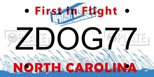 ZDOG77 North Carolina License Plate