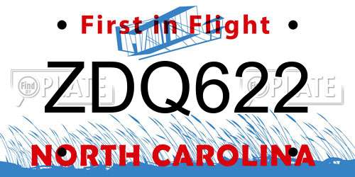 ZDQ622 North Carolina License Plate