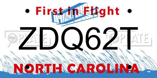 ZDQ62T North Carolina License Plate