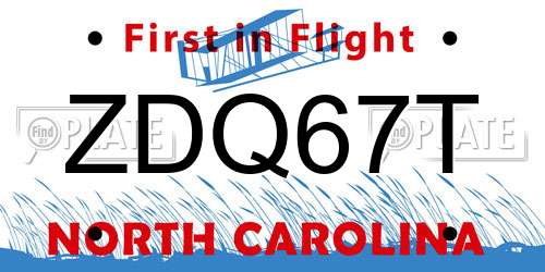 ZDQ67T North Carolina License Plate