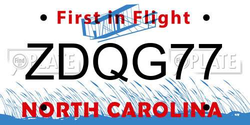 ZDQG77 North Carolina License Plate