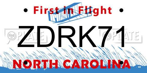 ZDRK71 North Carolina License Plate