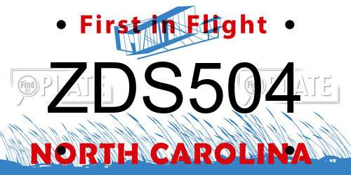 ZDS504 North Carolina License Plate