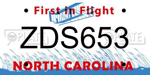 ZDS653 North Carolina License Plate