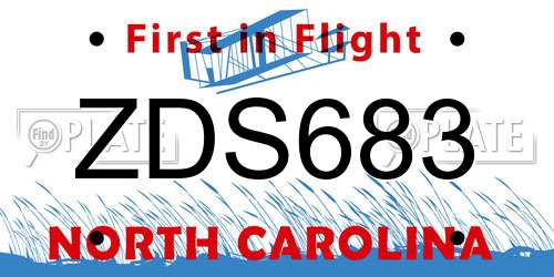 ZDS683 North Carolina License Plate
