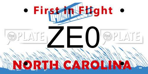 ZE0 North Carolina License Plate