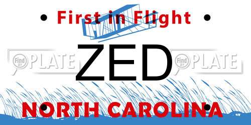 ZED North Carolina License Plate