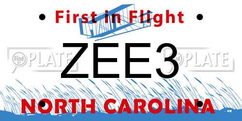 ZEE3 North Carolina License Plate