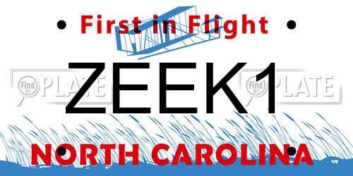 ZEEK1 North Carolina License Plate