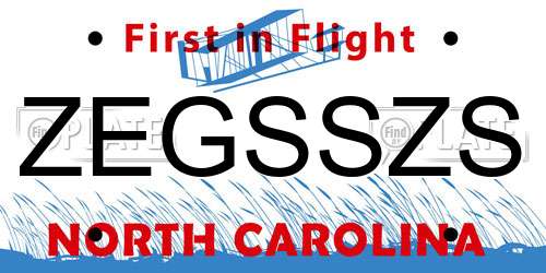 ZEGSSZS North Carolina License Plate