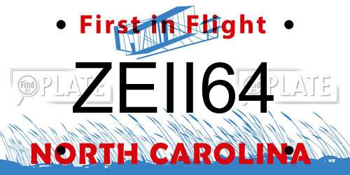ZEII64 North Carolina License Plate