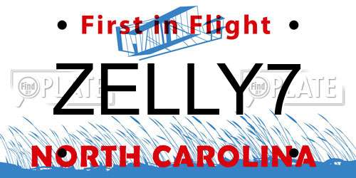 ZELLY7 North Carolina License Plate