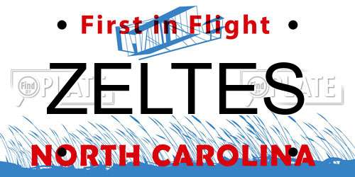 ZELTES North Carolina License Plate