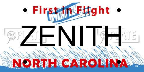 ZENITH North Carolina License Plate