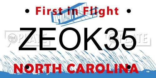 ZEOK35 North Carolina License Plate