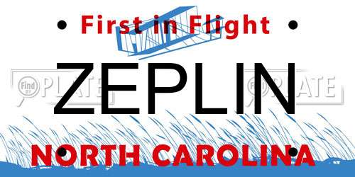 ZEPLIN North Carolina License Plate