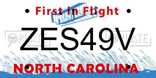ZES49V North Carolina License Plate