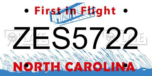 ZES5722 North Carolina License Plate