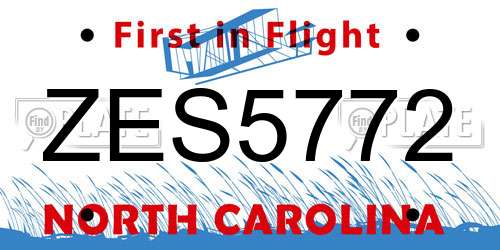 ZES5772 North Carolina License Plate