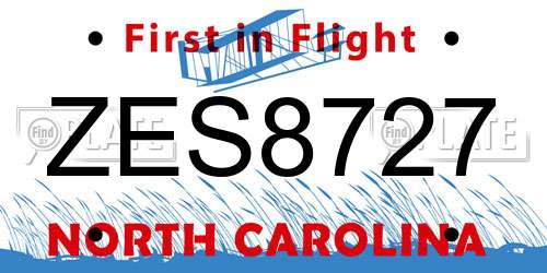 ZES8727 North Carolina License Plate