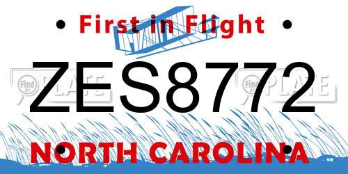 ZES8772 North Carolina License Plate