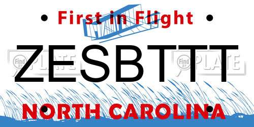 ZESBTTT North Carolina License Plate