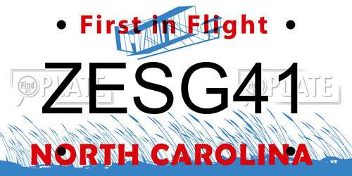 ZESG41 North Carolina License Plate