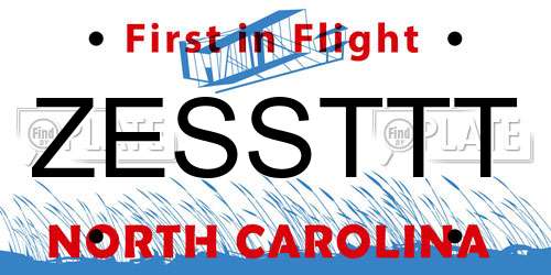 ZESSTTT North Carolina License Plate
