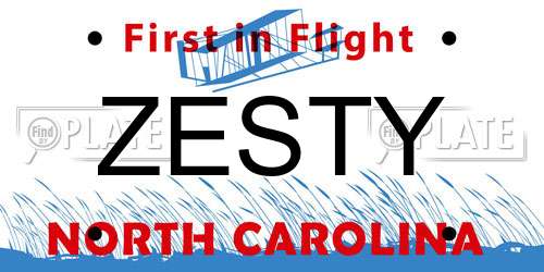 ZESTY North Carolina License Plate
