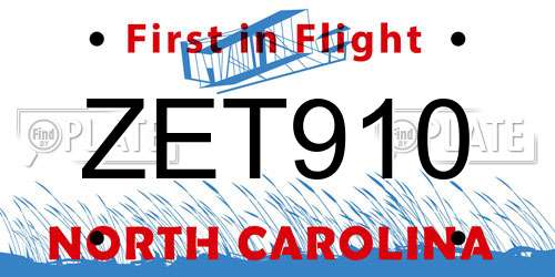 ZET910 North Carolina License Plate
