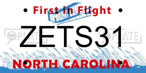 ZETS31 North Carolina License Plate