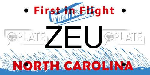 ZEU North Carolina License Plate